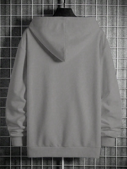 Men Letter Printed Regular Hoodie Sweatshirt